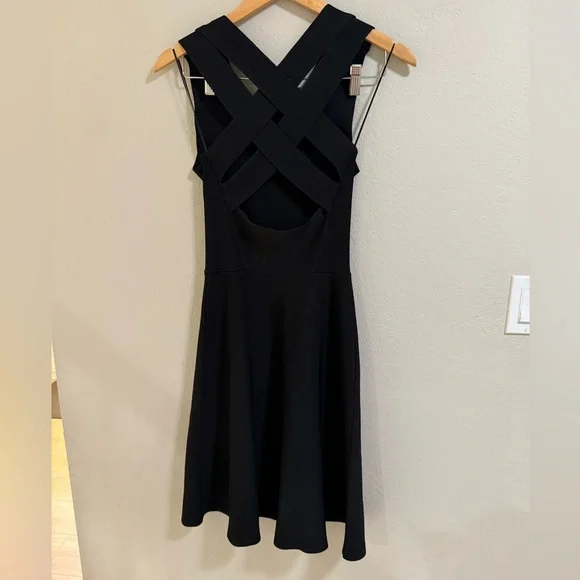 A.L.C. Black Knit Fit & Flare Dress with Crisscross Back - XS - Picture 3 of 5